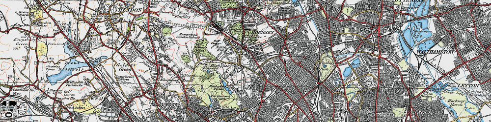 Old map of Highgate in 1920