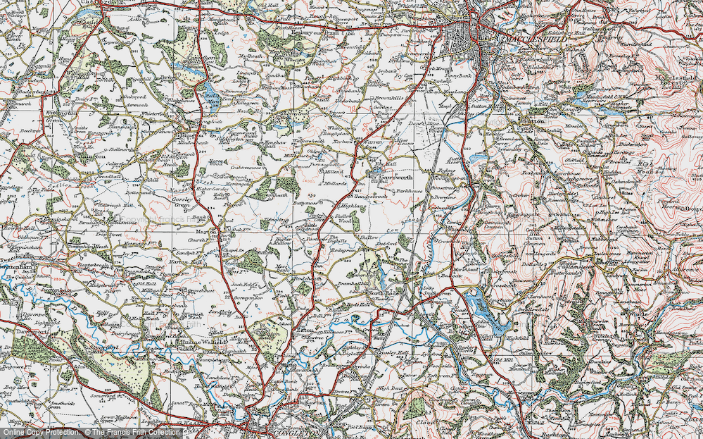 Old Map of Historic Map covering Butty Moss in 1923