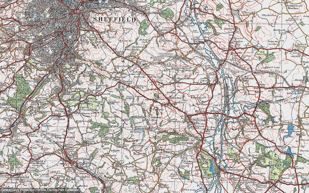 Old Map of Highlane, 1923 in 1923