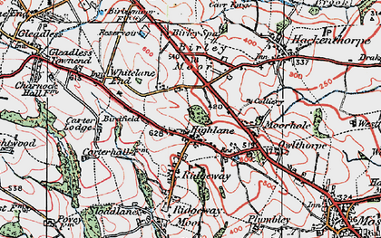 Old map of Highlane in 1923