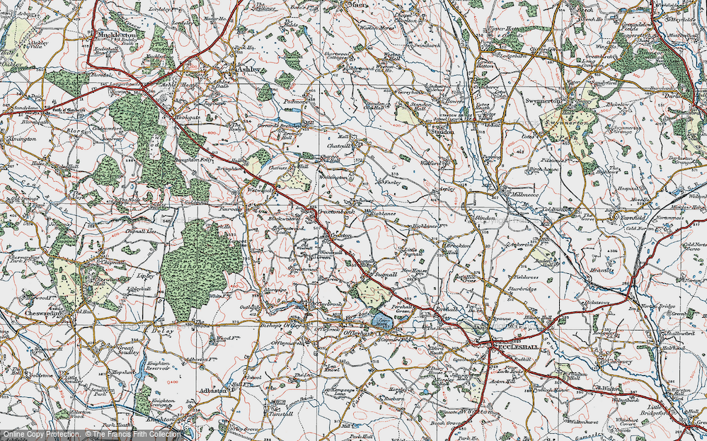 Old Map of Highlanes, 1921 in 1921