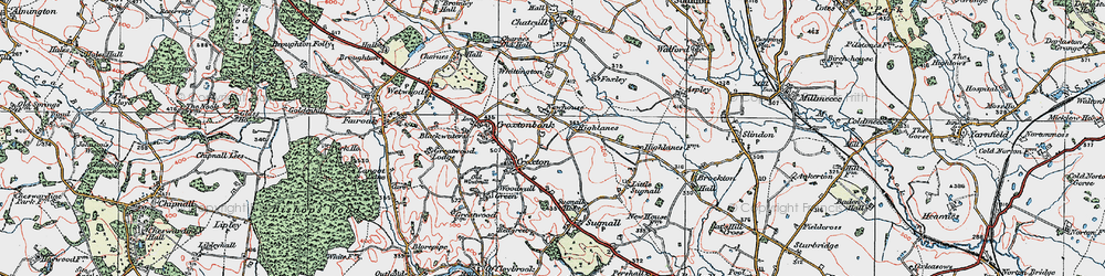 Old map of Highlanes in 1921