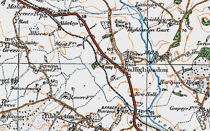 Old map of Highleadon in 1919
