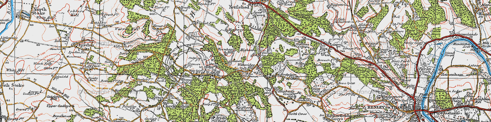 Old map of Highmoor Cross in 1919