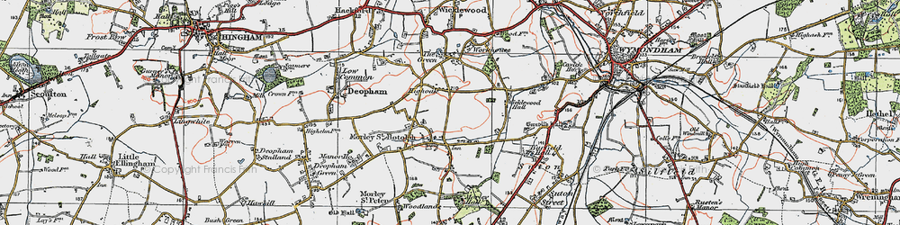 Old map of Highoak in 1921