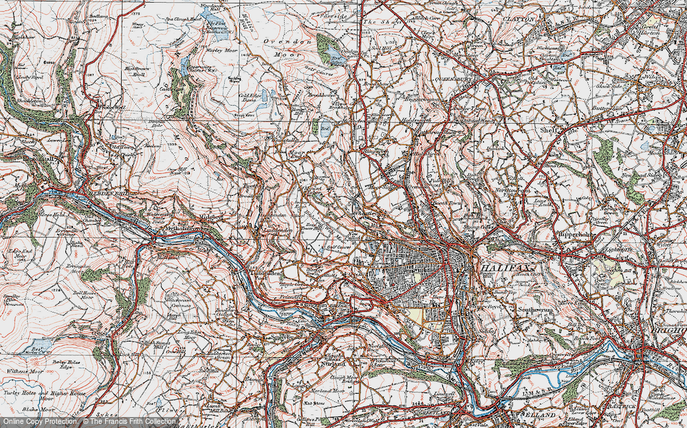 Old Map of Historic Map covering Ovenden Wood in 1925
