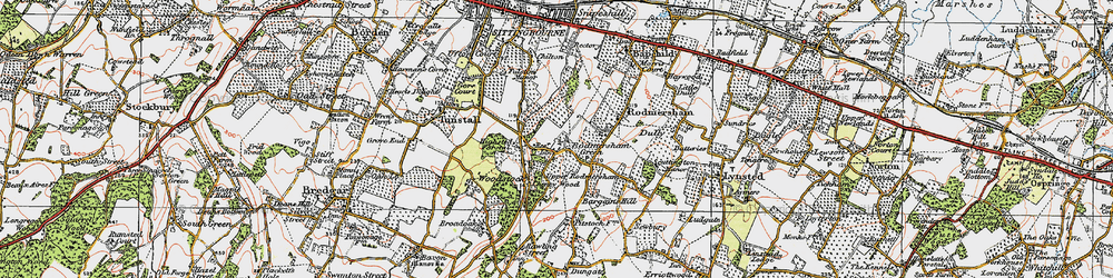 Old map of Highsted in 1921
