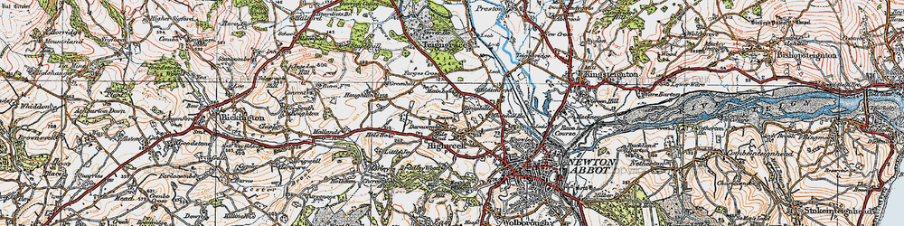 Old map of Highweek in 1919