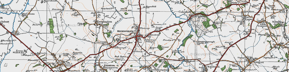 Old map of Highworth in 1919
