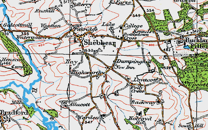 Old map of Highworthy in 1919