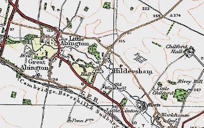 Old map of Hildersham in 1920