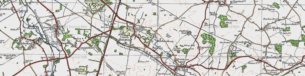 Old map of Hildersham in 1920