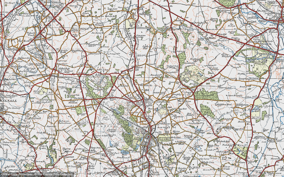 Old Map of Historic Map covering Butlers Lane Sta in 1921