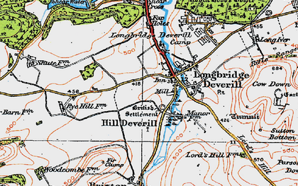 Old map of Hill Deverill in 1919