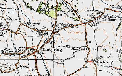 Old map of Hill Green in 1919