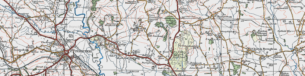 Old map of Hill Somersal in 1921