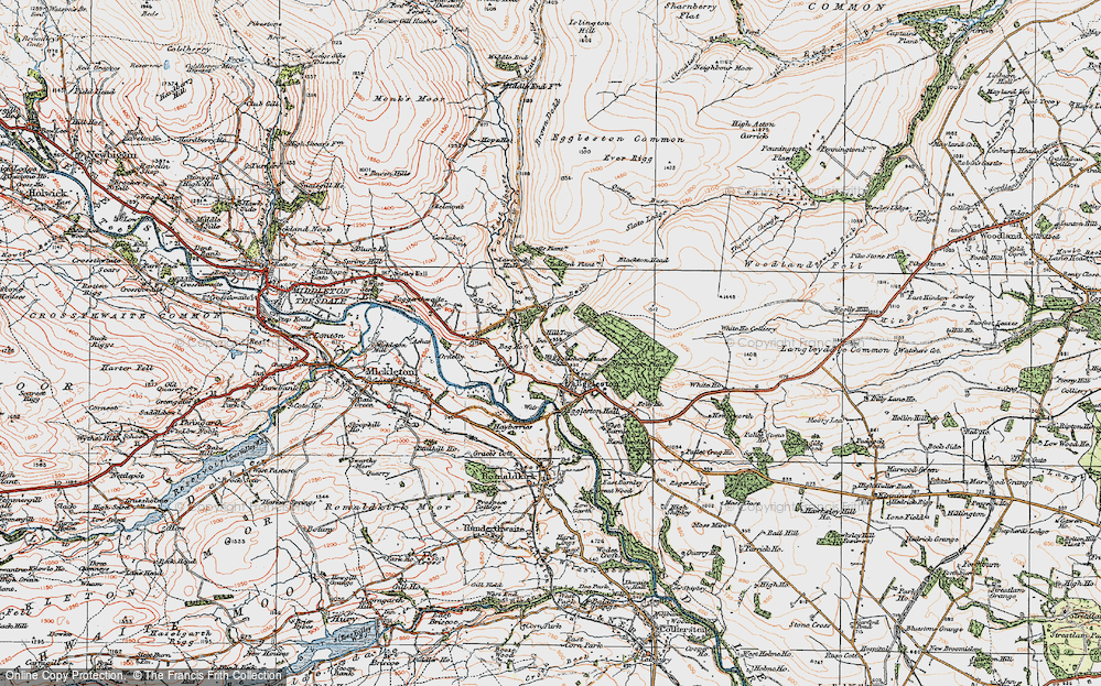 Old Map of Historic Map covering Blackton Beck in 1925