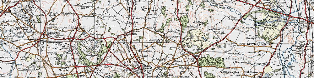 Old map of Hill Wood in 1921