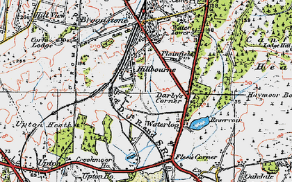 Old map of Hillbourne in 1919