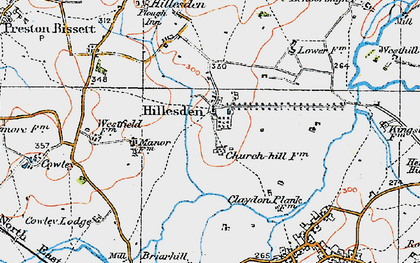 Old map of Hillesden in 1919