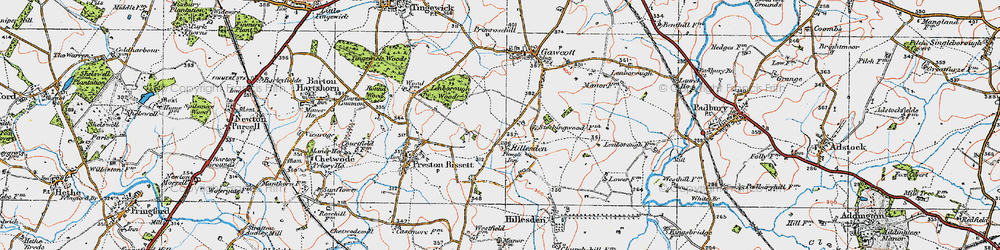 Old map of Hillesden Hamlet in 1919