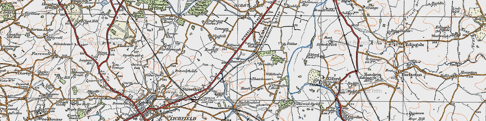 Old map of Wetleyhay Wood in 1921