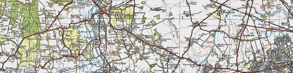 Old map of Hillingdon in 1920