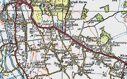 Old map of Hillingdon Heath in 1920