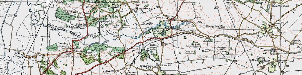 Old map of Hillington in 1921
