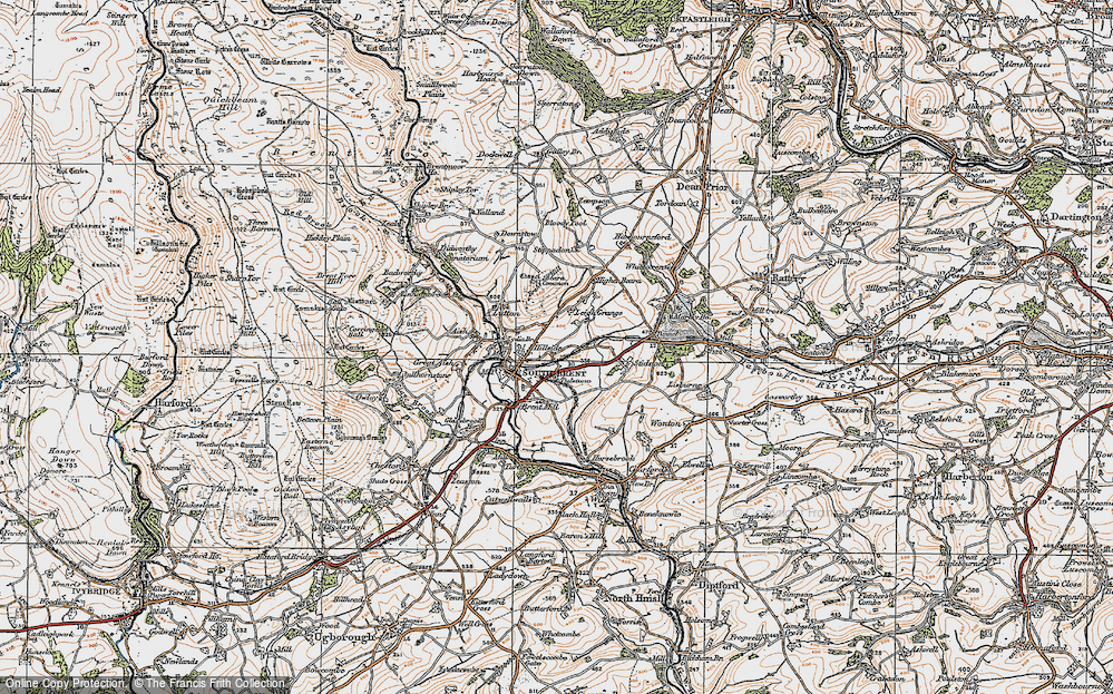 Old Map of Historic Map covering Brent Hill in 1919