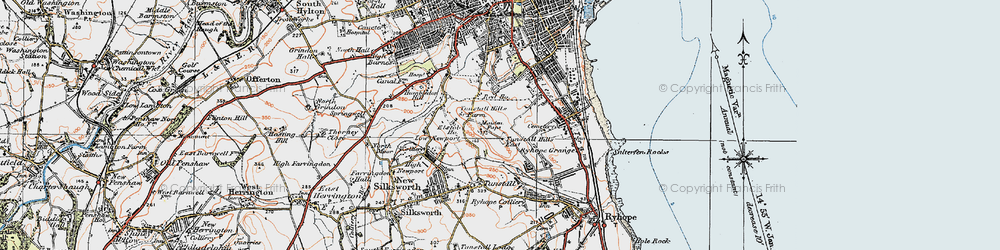 Old map of Tunstall Hills in 1925