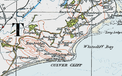 Old map of Bembridge Down in 1919