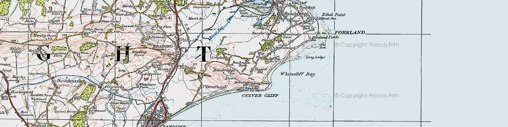 Old map of Culver Down in 1919
