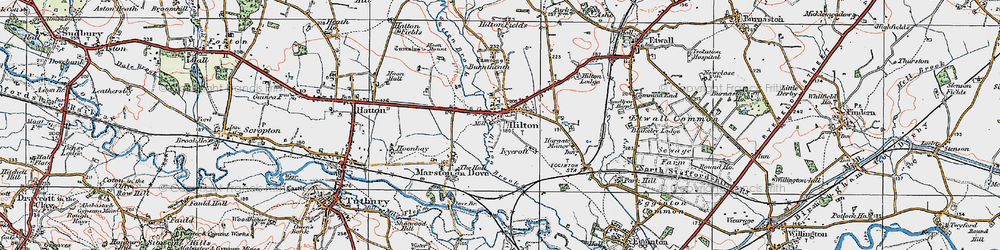 Old map of Hilton in 1921