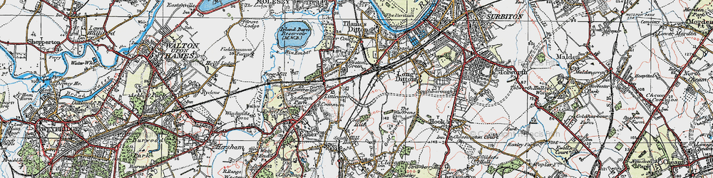 Old map of Hinchley Wood in 1920