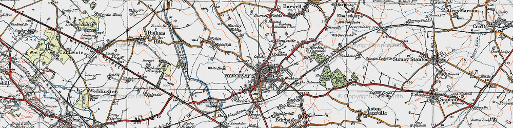 Old map of Hinckley in 1921