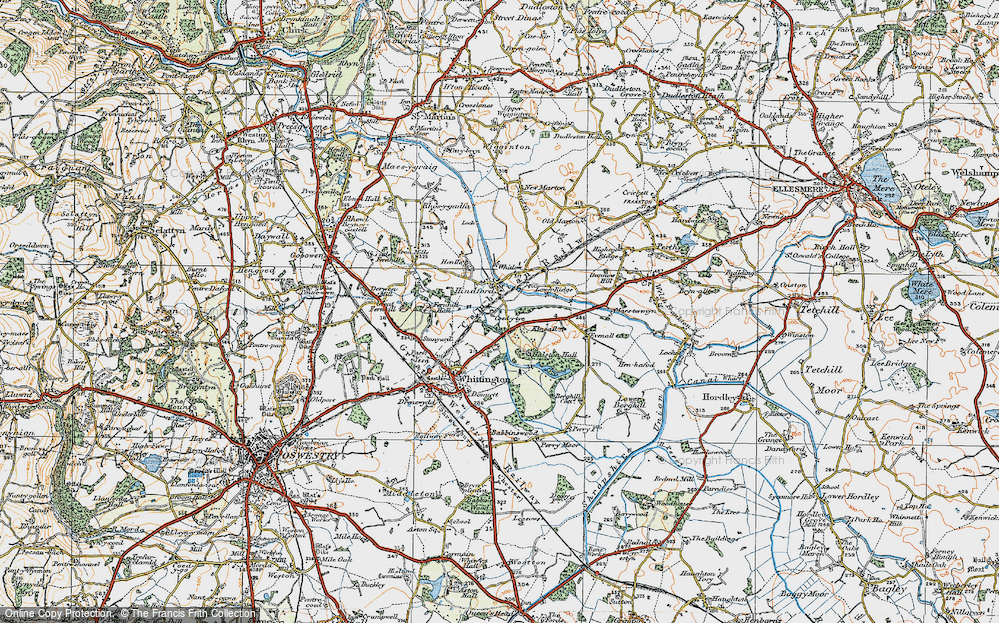Old Map of Hindford, 1921 in 1921