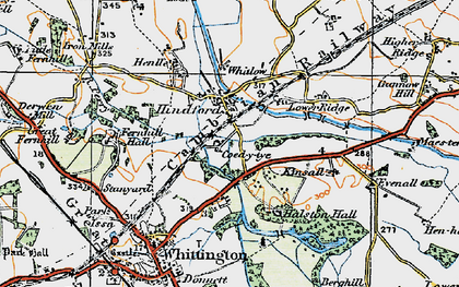 Old map of Hindford in 1921