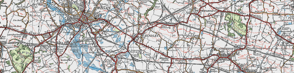 Old map of Hindley in 1924
