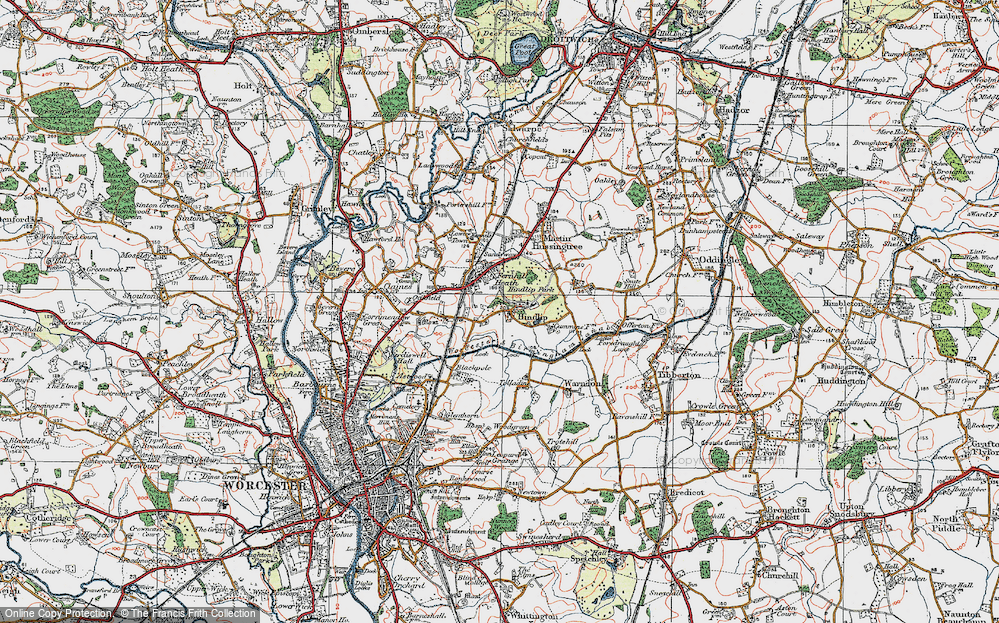 Old Map of Hindlip, 1920 in 1920