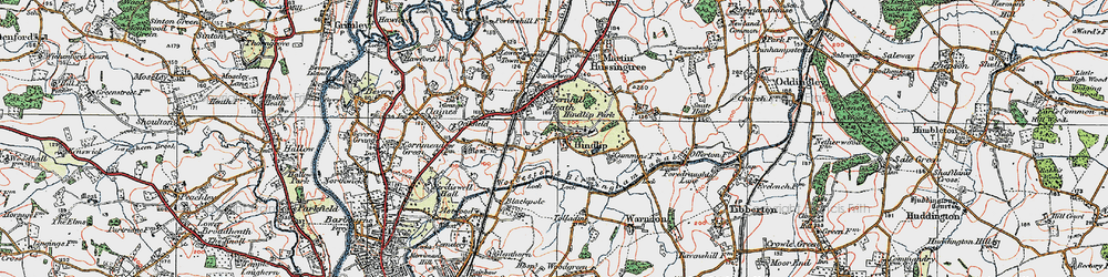 Old map of Hindlip in 1920