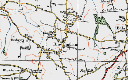 Old map of Hindringham in 1921