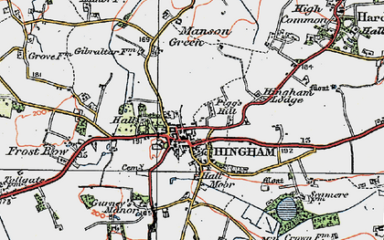 Old map of Hingham in 1921