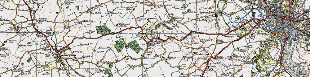Old map of Hintlesham in 1921
