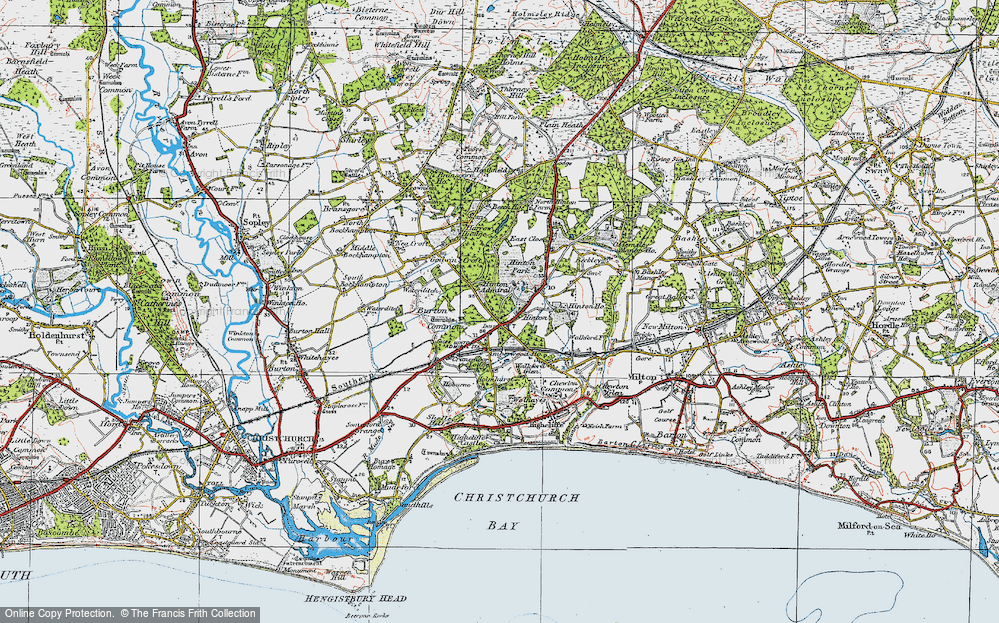 Old Map of Historic Map covering Hinton Admiral in 1919