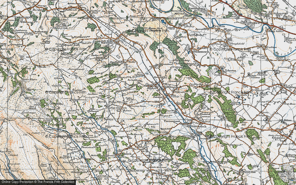 Old Map of Historic Map covering Urishay Castle in 1920