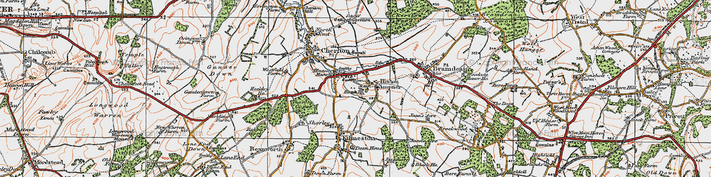 Old map of Hinton Ampner in 1919