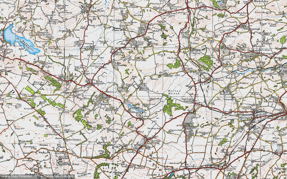 Old Map of Hinton Blewett, 1919 in 1919