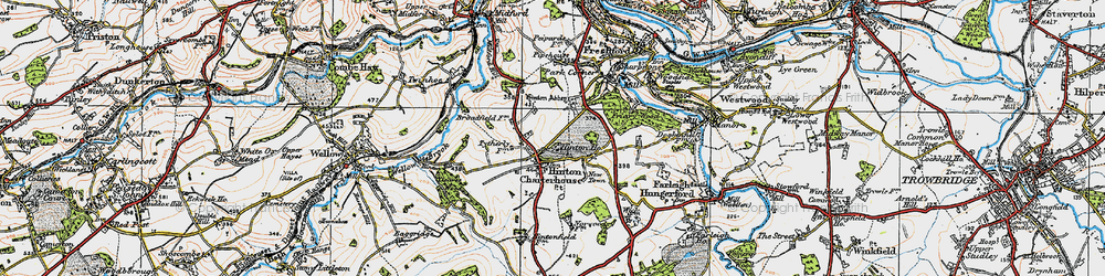 Old map of Hinton Charterhouse in 1919
