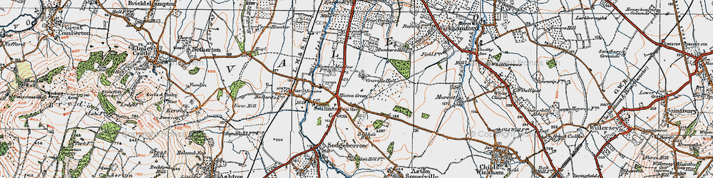 Old map of Hinton Cross in 1919